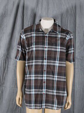 Hurley Button-Down Shirt - Brown Plaid - Men's Extra-Large